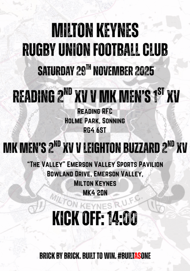 MKRUFC Matchday Programme: 1XV v Reading/2XV v Leighton Buzzard | Zeeon