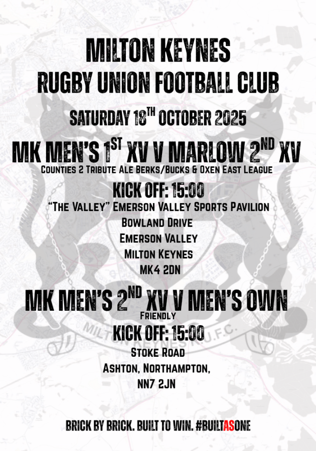 MKRUFC Matchday Programme: 1xv v Marlow & 2XV v Men's Own | Zeeon